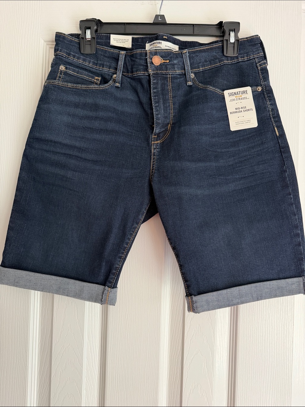 Signature by Levi Strauss Indigo Denim Cuffed Women’s  Bermuda Style Shorts